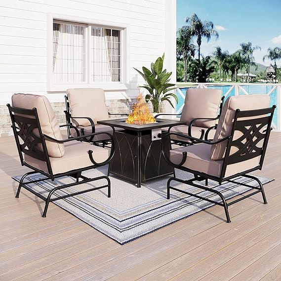 Oversized Patio Furniture Set with Fire Pit Table