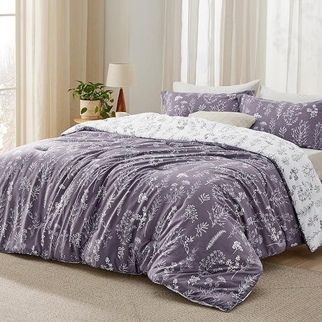 Floral Comforter Set - Queen Bedding Botanical Bed Comforter Queen Set