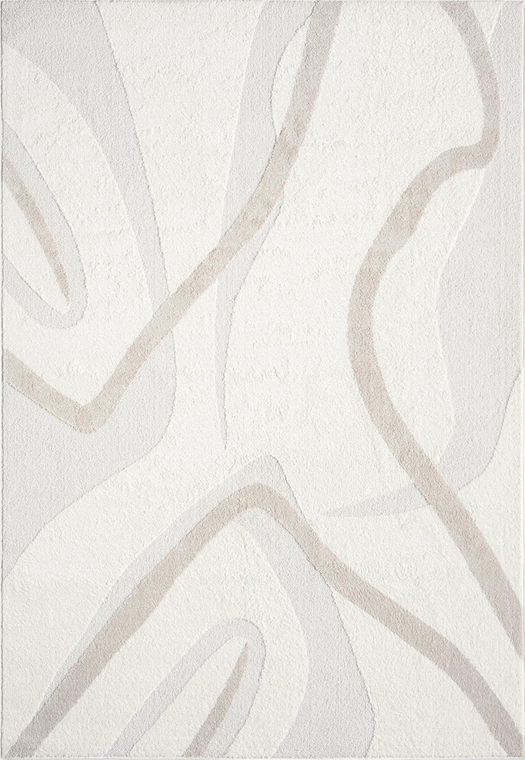 Abani Nomad Cream & Beige Area Rug 6' x 9' for Living Room, Bedroom - Chic Abstract Pattern - Durable & Easy to Clean