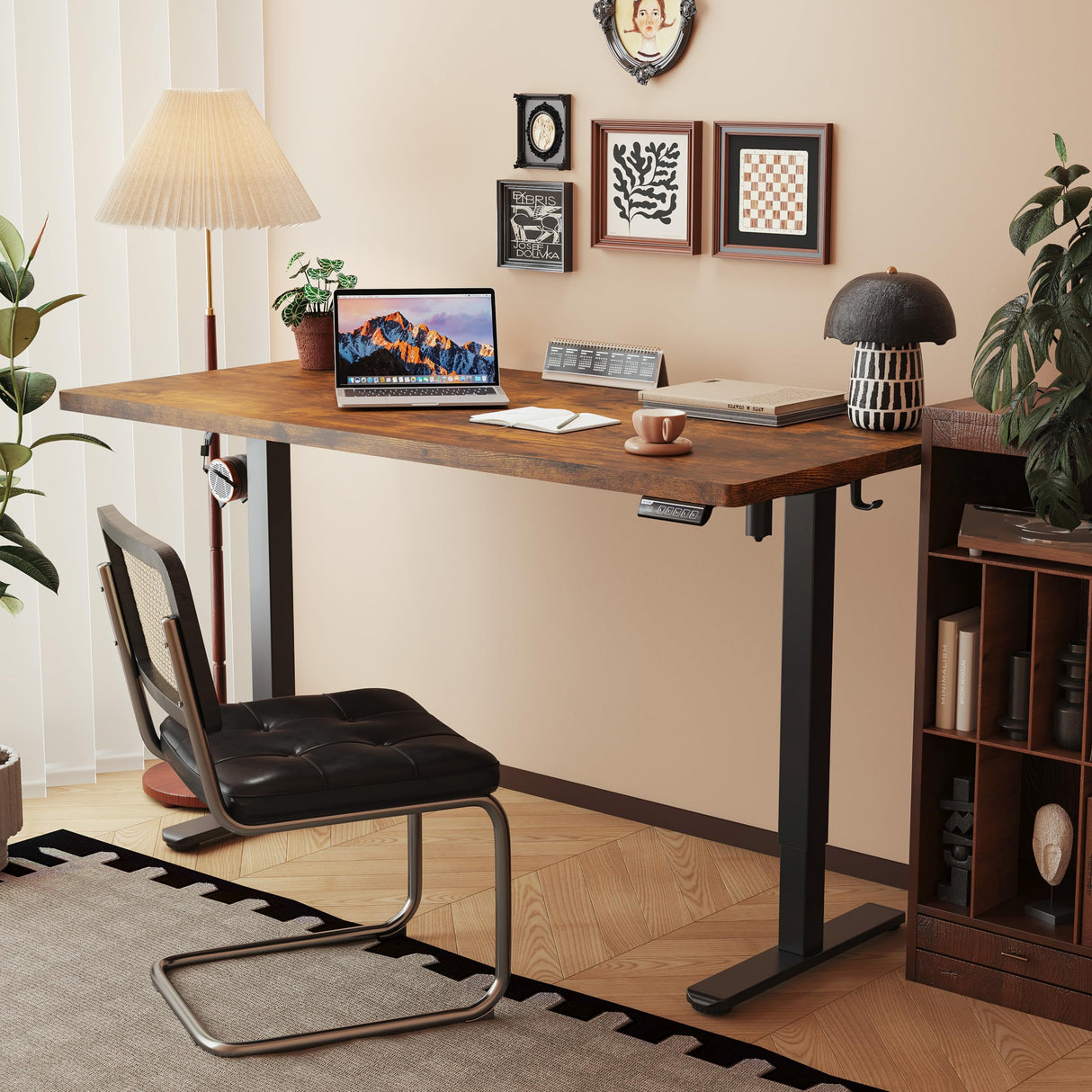 GABRYLLY Electric Standing Desk, 55 x 24 Inches Height Adjustable Desk, Sit Stand Home Office Computer Desk with Eco-Friendly, Sturdy Steel Frame, Whisper-Quiet Motor,Rustic Brown