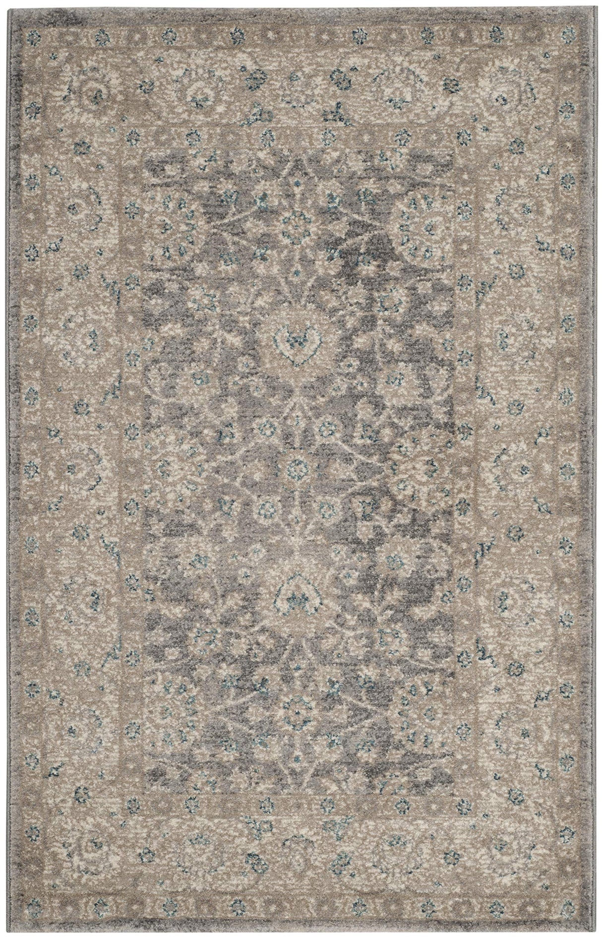 Sofia Collection 2'2" x 6' Light Grey/Beige SOF330B Vintage Oriental Distressed Non