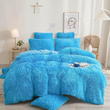 Plush Shaggy Duvet Cover Set, Luxury Ultra Soft Crystal Velvet Fluffy Bedding Sets 3 Pieces