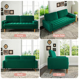 Loveseat Sofa, 70.5" Green Velvet Couch Love Seat Couches with Tufted Seat