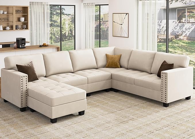 4-in-1 Convertible Sleeper Sectional Sofa with Adjustable Backrest – 7/8/9 Seaters