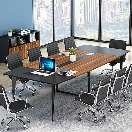 8FT Conference Table, 94.48L x 47.21W x 29.52H Inches Boat Shaped Meeting Table