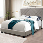 Queen Size Upholstered Platform Bed with Headboard for Bedroom