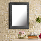 24" x 18" Rectangle Black Wood Frame Wall Mirror with Attached Hanging Brackets