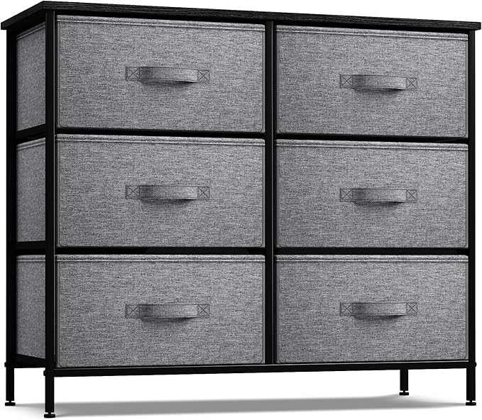 Dresser with 6 Faux Wood Drawers - Chest Organizer Unit with Steel Frame 9