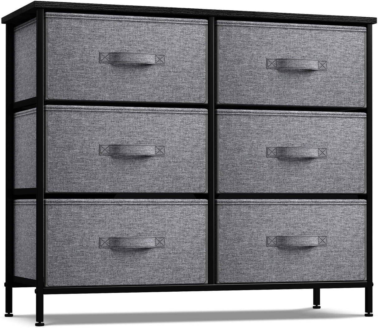 Dresser with 6 Drawers - Chest Organizer Unit with Steel Frame Wood Top