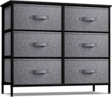 Dresser with 6 Drawers - Chest Organizer Unit with Steel Frame Wood Top