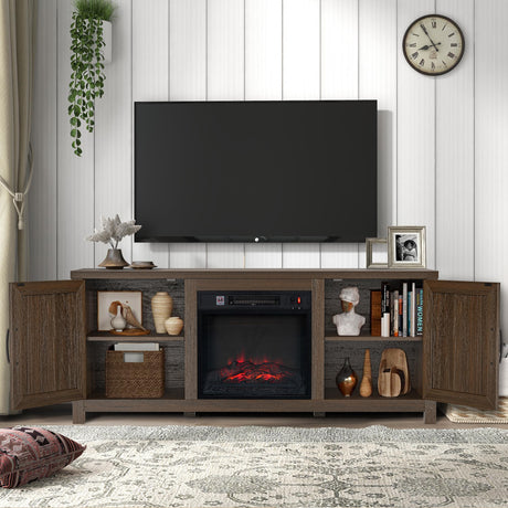 TV Stand for Television up to 65 Inch with 18" Electric Fireplace, Adjustable Fireplace Tv