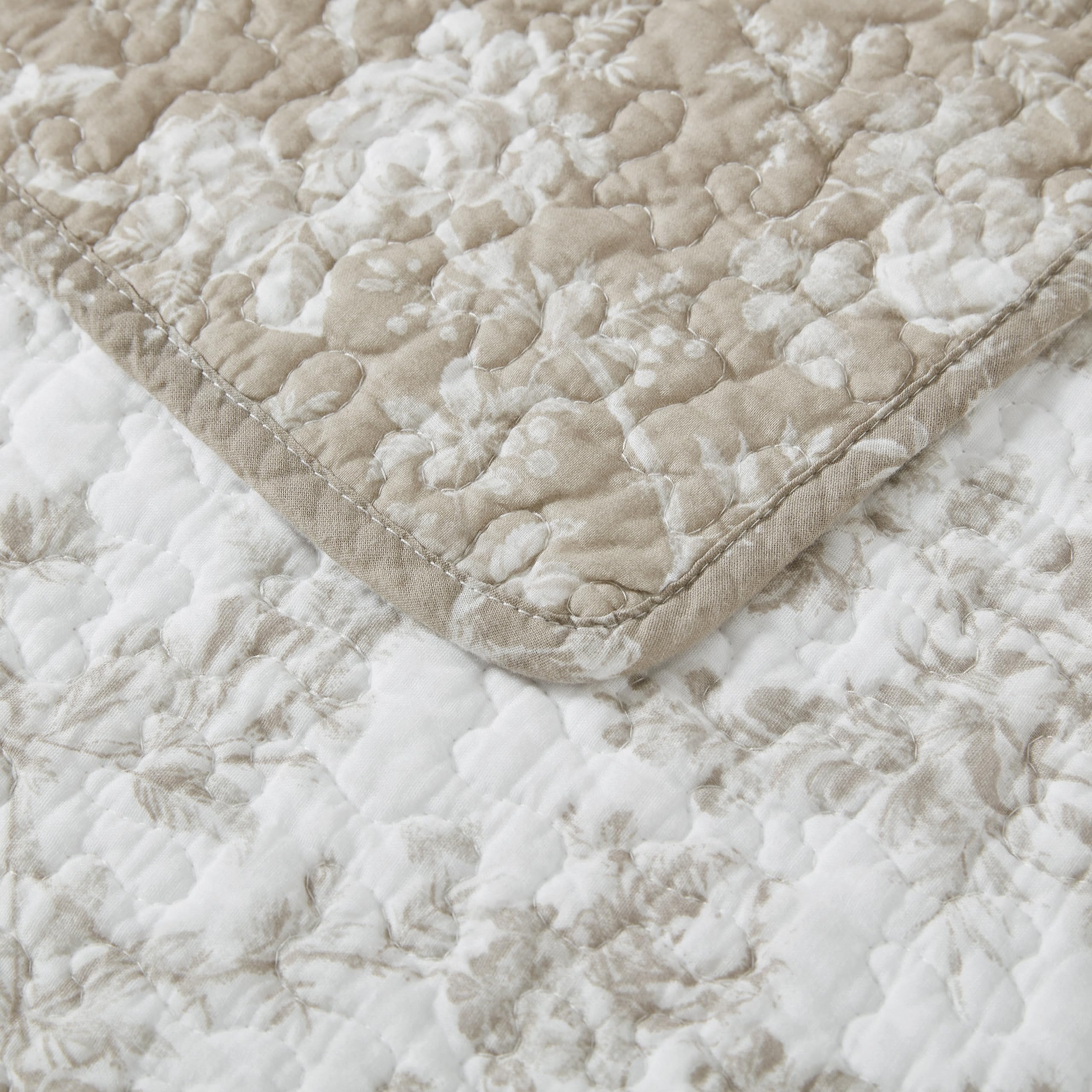 Walled Garden Brown King Quilt Set - Reversible Floral Cotton Bedding