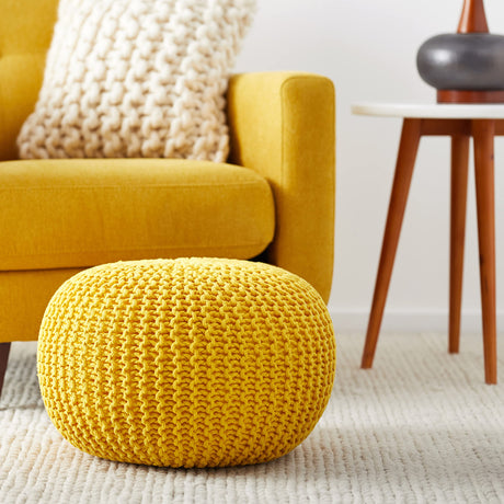 Handcrafted Modern Cotton Pouf Ottoman Foot Stool - Bean Bag Floor Chair