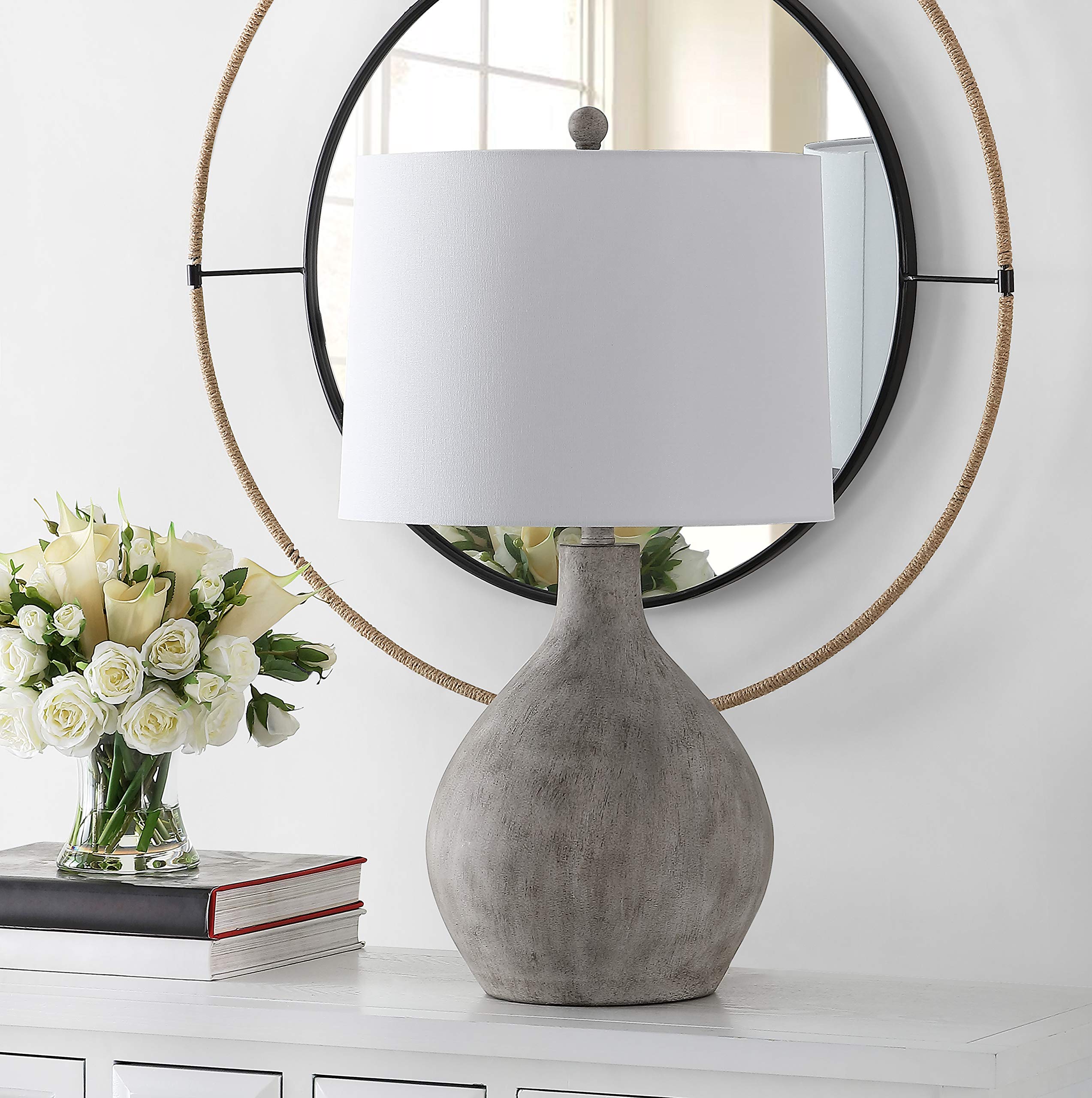 Tolen Rustic Farmhouse Table Lamp 26-Inch Grey