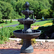 Flower Blossom 43-Inch Electric Water Fountain - Outdoor Water Feature - 3-Tier Fountain - Black Finish