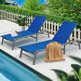 Lounge Chair Outdoor Foldable Outdoor Lounge Chair (2Blue Textilence W/O Table)