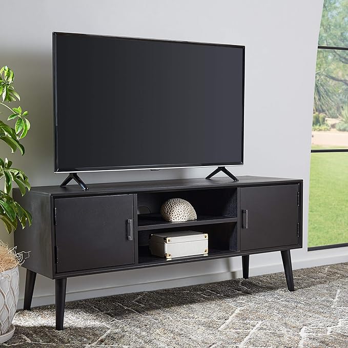 Home Collection Sorrel Mid-Century Brown 2-Door 1-Shelf Media 50-inch Flatscreen