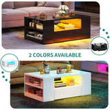 Modern Coffee Tables for Living Room, High Gloss LED Coffee Table, Storage Coffee Table