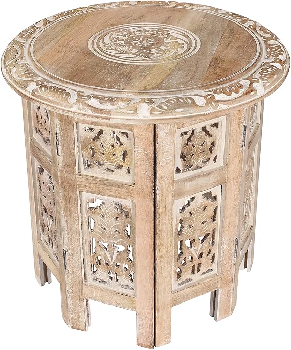 Side Table, Small Table, Side Tables Living Room, Round Side Table, Altar Table, Carved