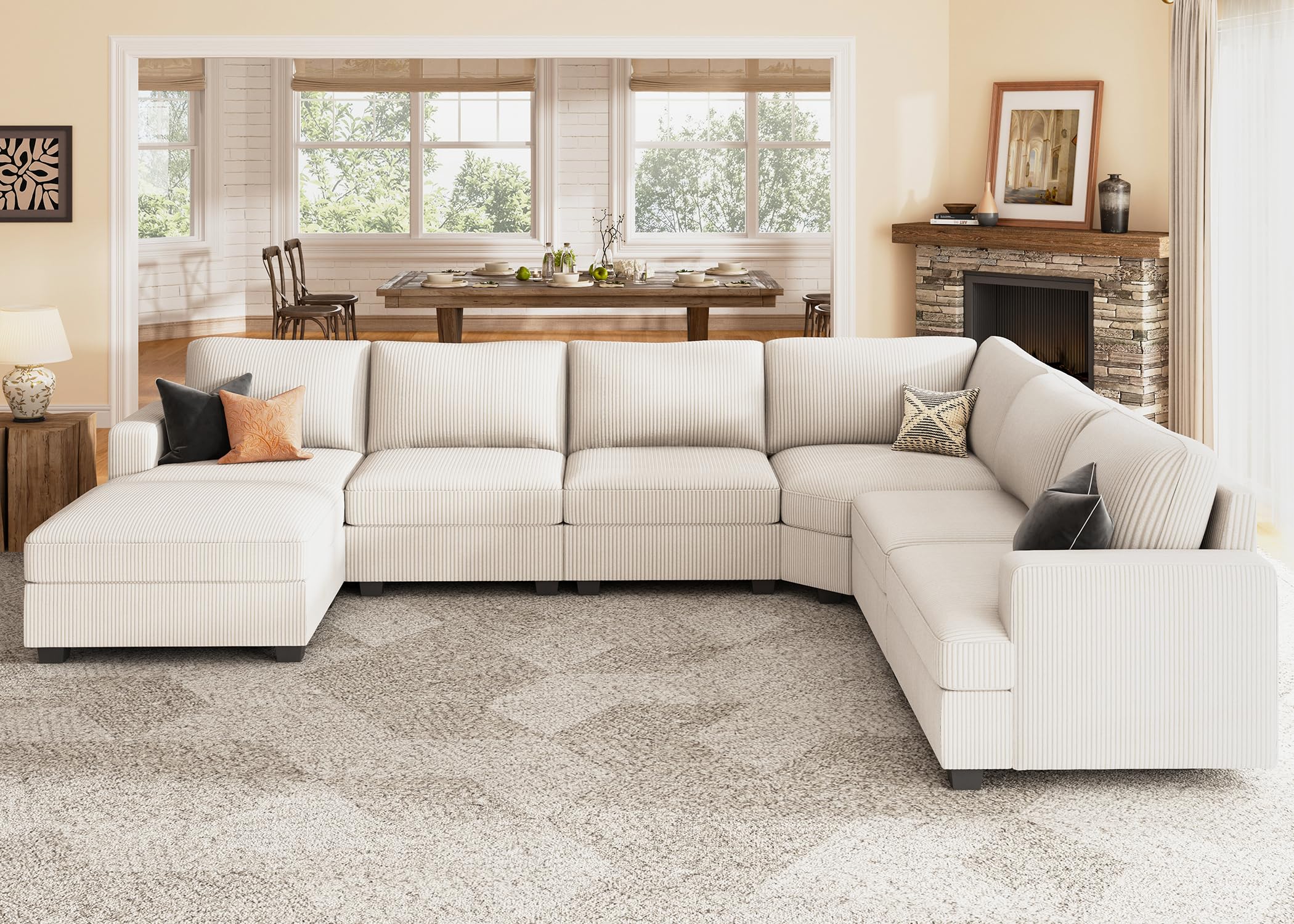 Modular Sectional Couch with Storage Ottoman, U Shape Sectional Sofa