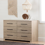 Primo 6-Drawer Double Dresser, Rustic Oak