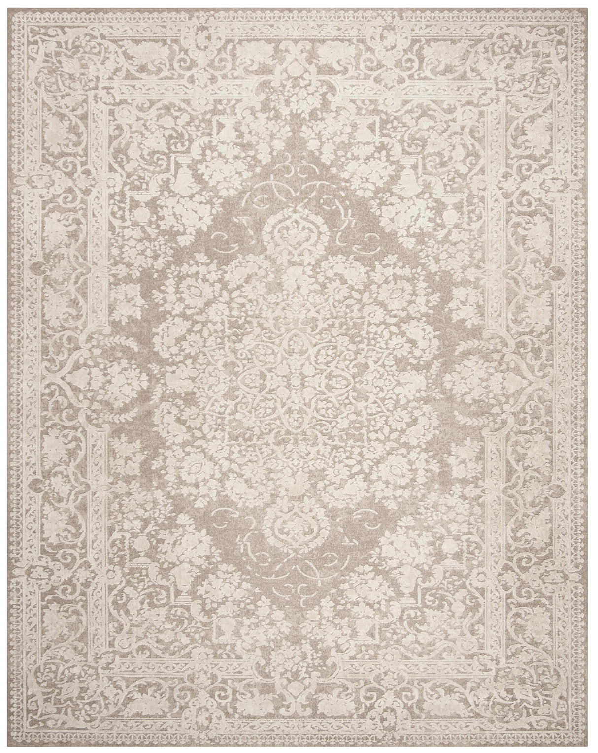 9x12 Area Rug - Reflection Collection - Beige & Cream Non-Shedding Rug