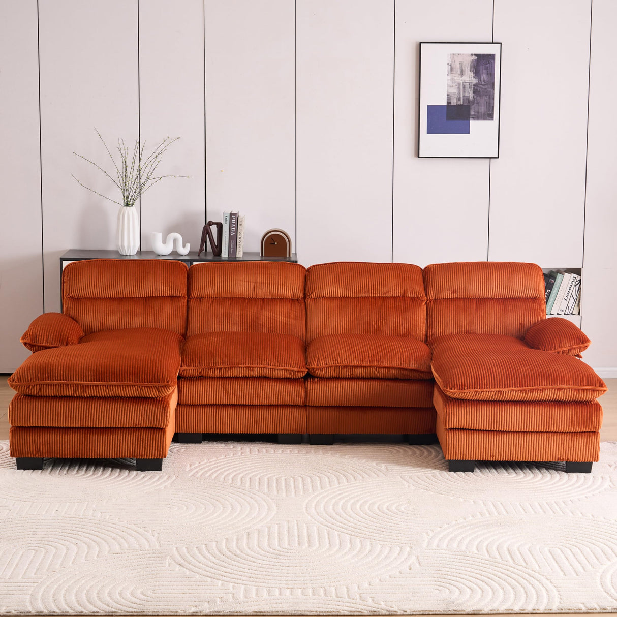Symmetrical Modular Sectional Sofa Cloud Couch with Chaise Lounge