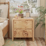 Farmhouse Nightstand with 3 Drawer, Distressed Wood Rustic Accent Dresser