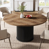 47-Inch Round Dining Table for 4-6 People - Modern Fluted Design