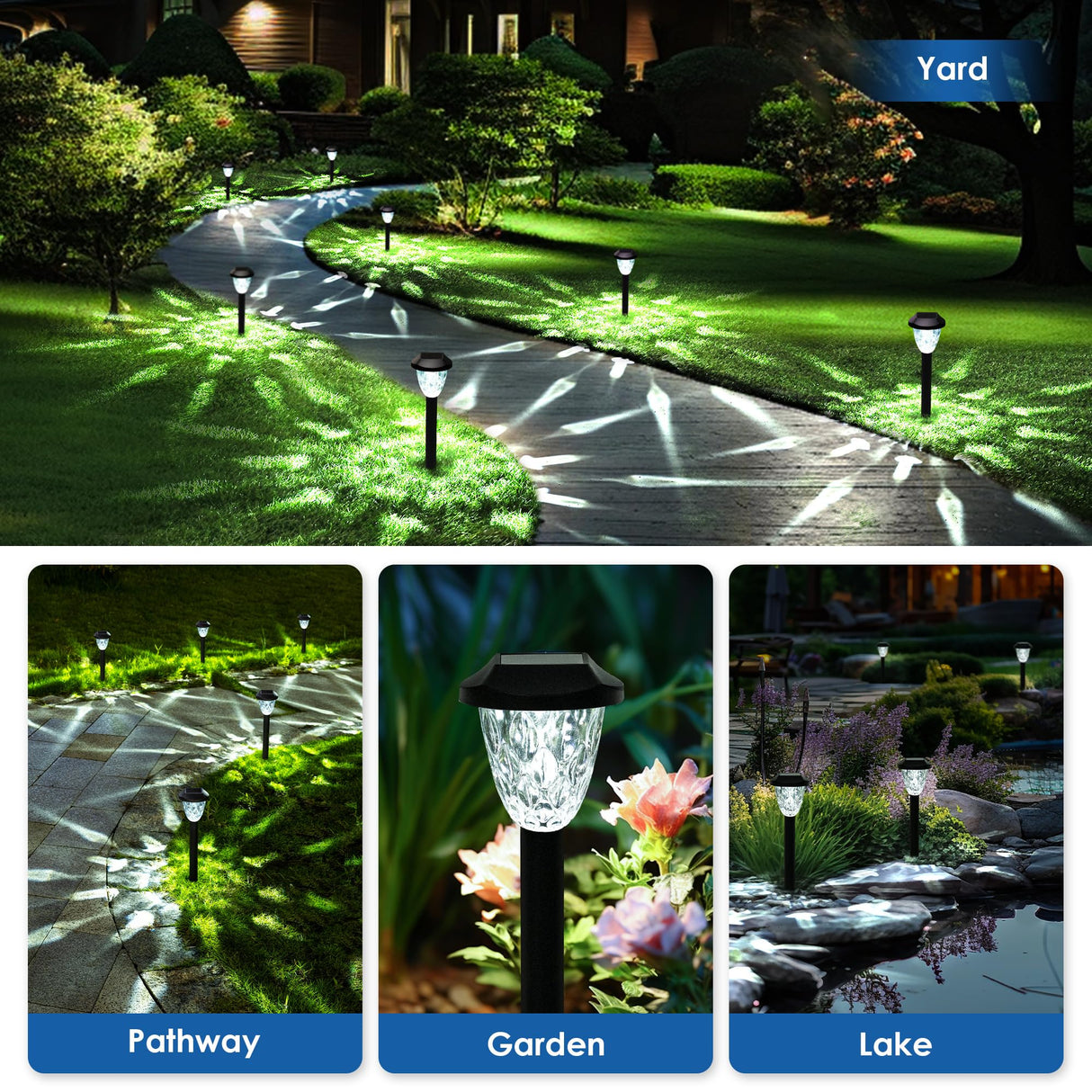 I 16 Pack Solar Outdoor Lights, Bright Solar Pathway Lights with Great Pattern