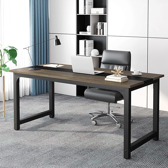 70.8”Executive Desk, Large Office Computer Desk with Thicken Frame