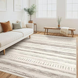 Area Rug Living Room Rugs - 9x12 Washable Large Soft Neutral Boho Moroccan Bohemian Farmhouse Rug Indoor Floor Carpet for Bedroom Under Dining Table Home Office Decor - Cream Brown