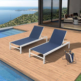 Outdoor Lounge Chair, Aluminum Chaise Chair, Adjustable Lounger Recliner