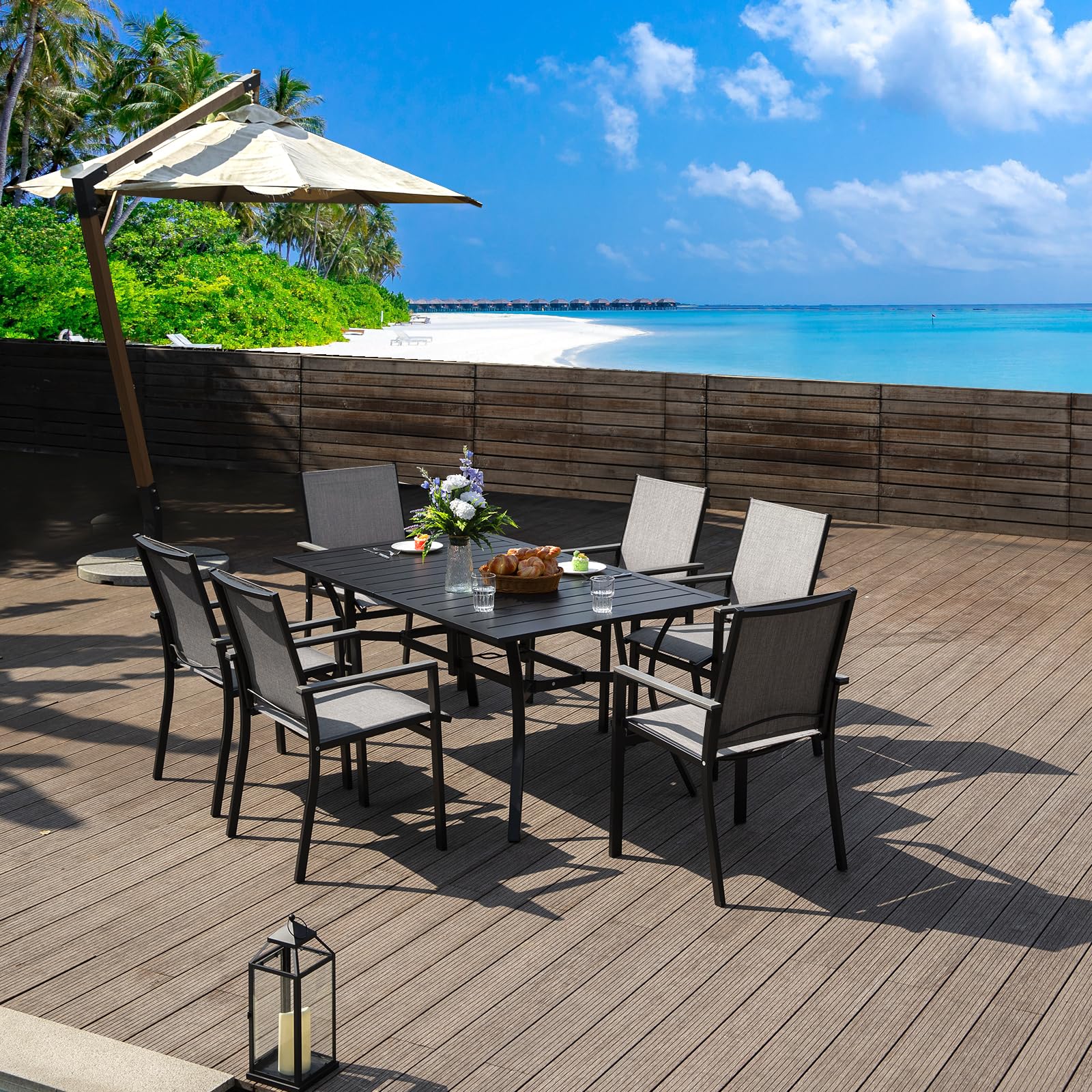 Outdoor Dining Chair Set of 6, Textilene Patio Furniture Chair
