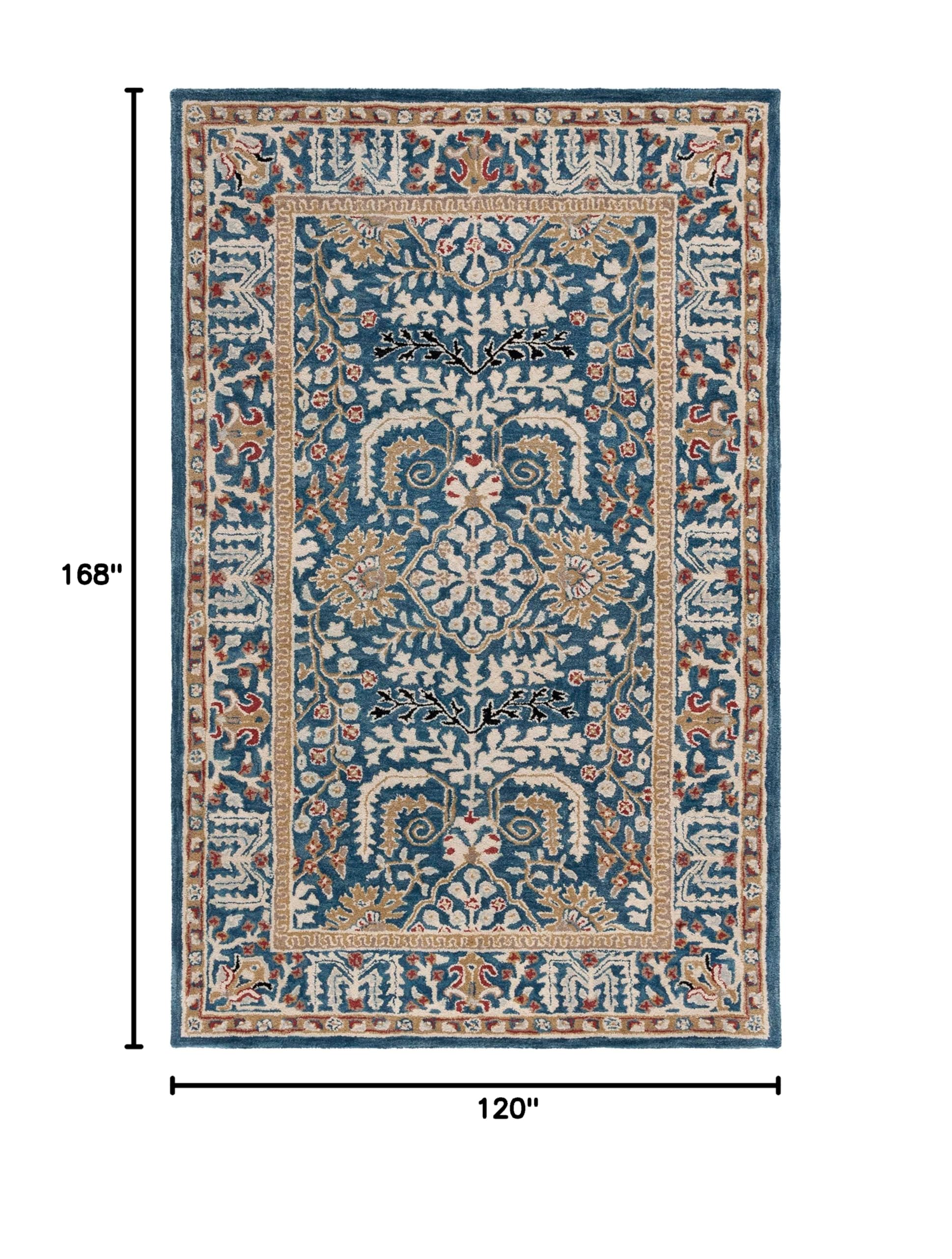 Antiquity Collection Area Rug 10' x 14' - Dark Blue & Multi Handmade Traditional Oriental Wool