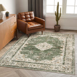 Washable Rug 5x7 - Ultra Thin Green Collection Area Rug, Stain Resistant Non-Skid Rugs