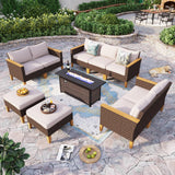 Oversized Patio Furniture Set with Fire Pit Table