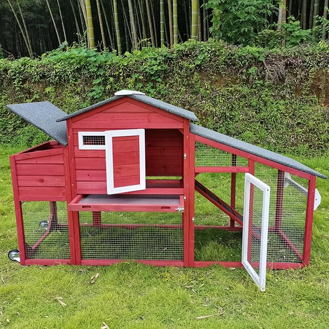 RoamEase Mobile Chicken Coop with Nesting Box, Tray & Asphalt Roof
