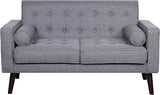 Modern Collection Upholstered Linen Sofa with Wood Legs and Two Button Tufted Accent