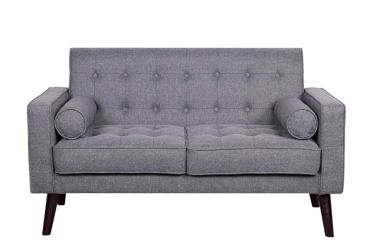 Modern Collection Upholstered Linen Sofa with Wood Legs and Two Button Tufted Accent