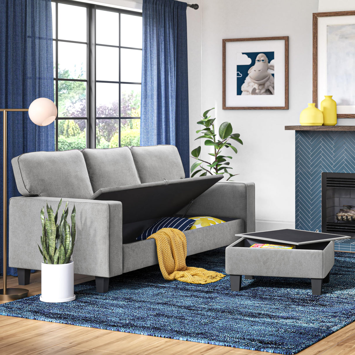 UPH10135D Palisades Sofas with Storage Modern Design, Track Arms, Foam-Filled Cushions