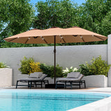 15ft Large Patio Umbrella with Solar Lights, Double-Sided Rectangle Outdoor Umbrella