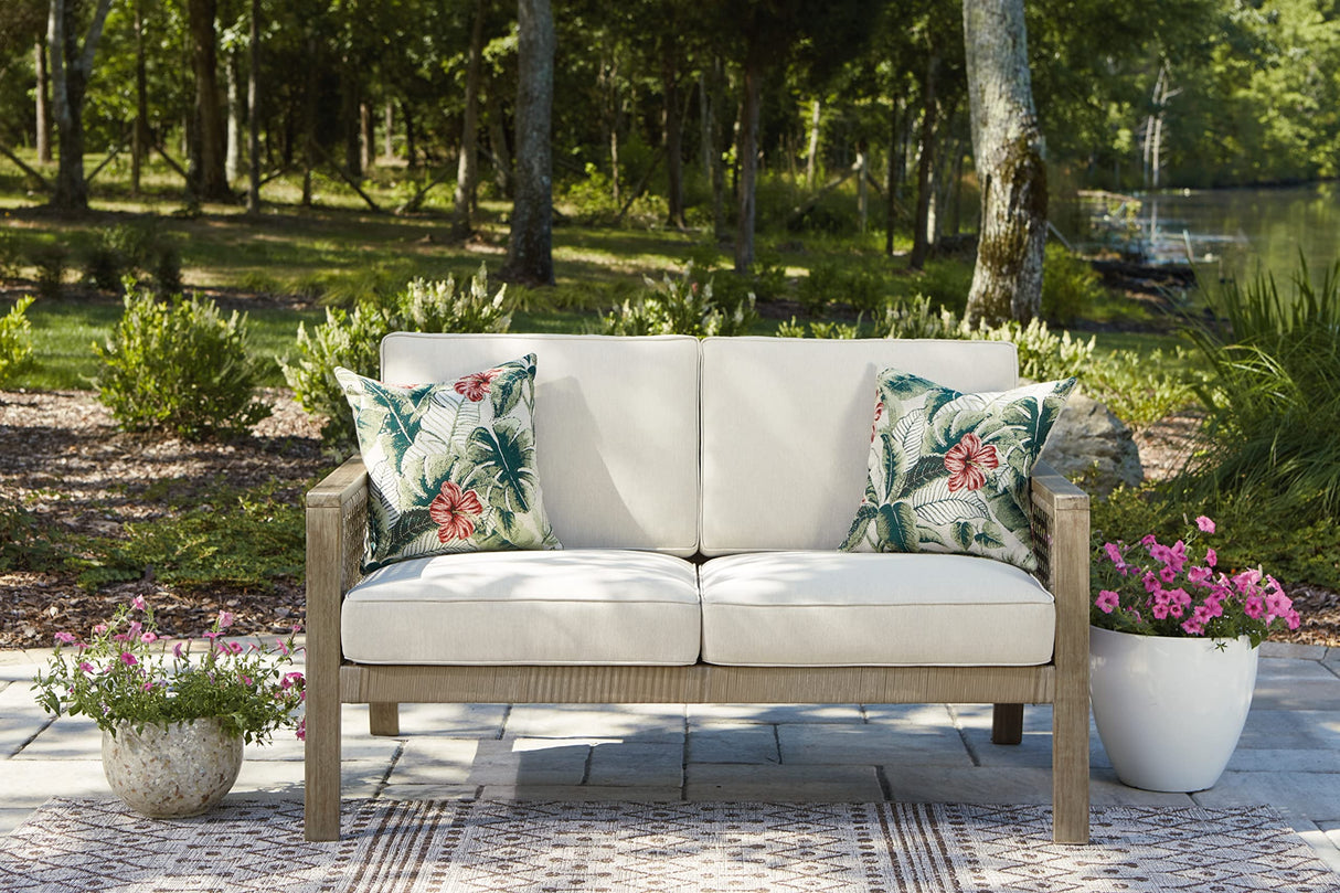 Outdoor Barn Cove Wicker Loveseat with Cushion, Brown