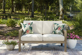 Outdoor Barn Cove Wicker Loveseat with Cushion, Brown
