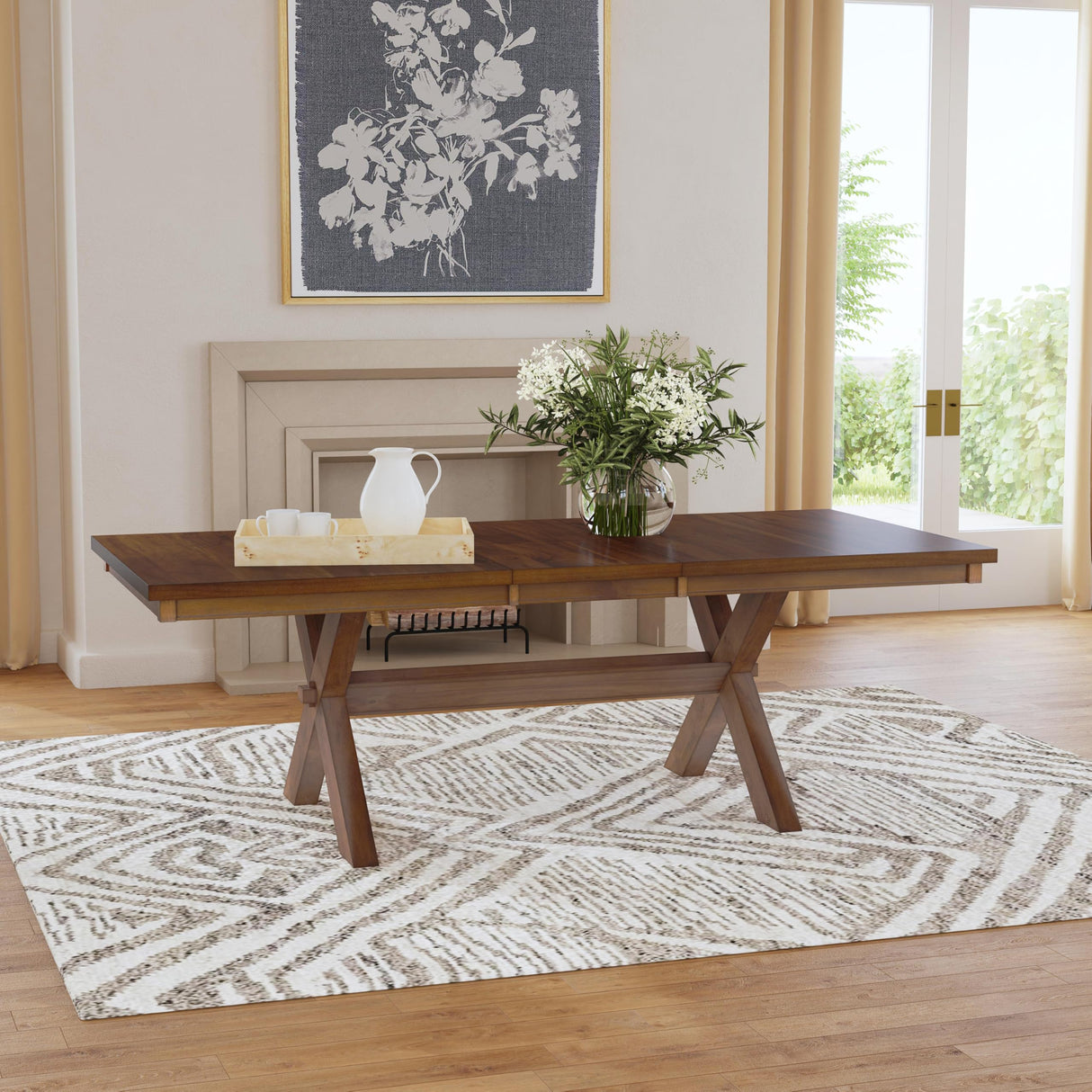 Kraven Dining Table, Dark Hazelnut Finish