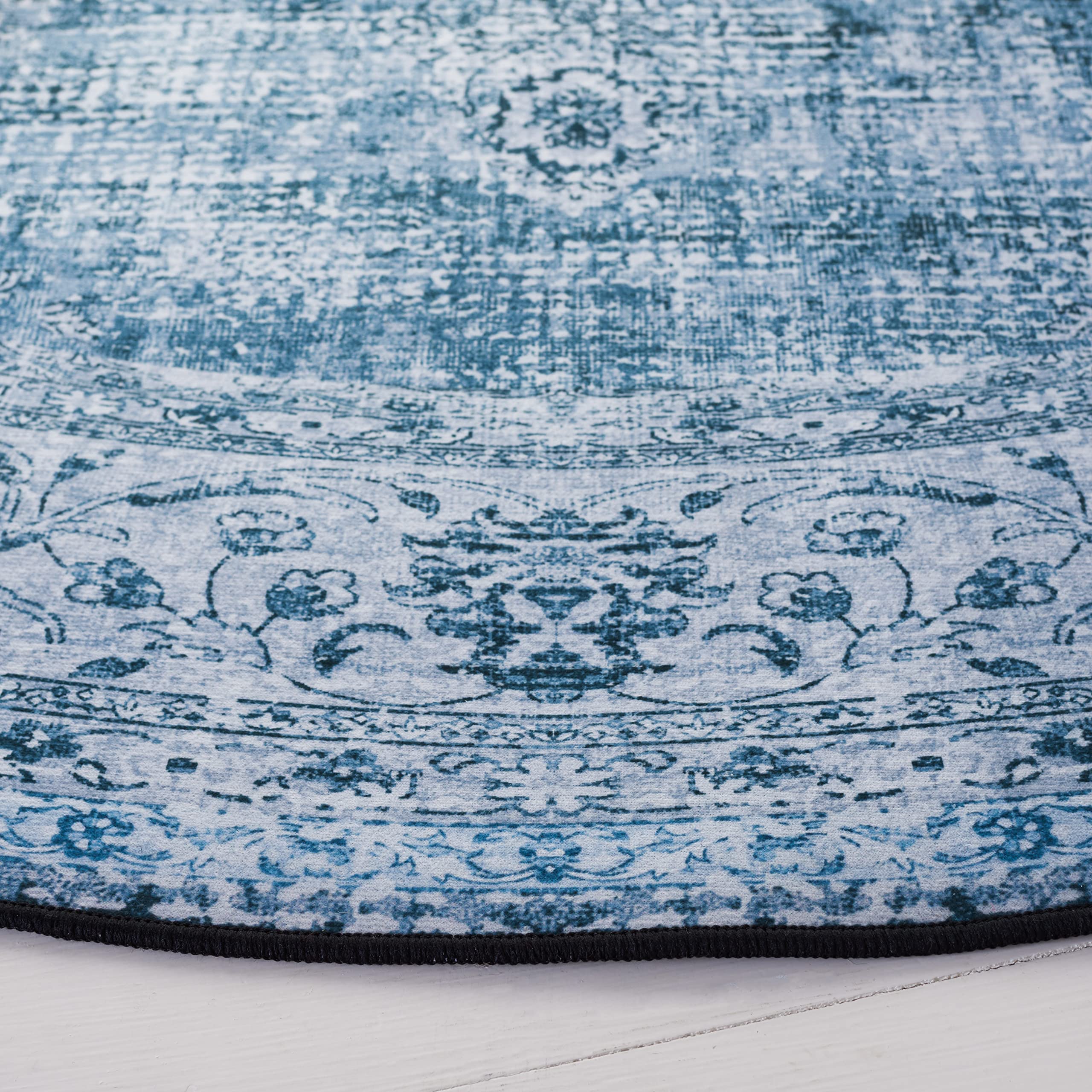 SAFAVIEH Washable Rug Tucson Collection - 10' x 14', Green & Grey, Slip Resistant & Easy to Clean, Ideal for Living Room, Bedroom, Dining Space (TSN190Y)