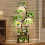 Plant Stand Indoor with Grow Lights, 8 Tiered Indoor Plant Shelf, 62" Tall Plant