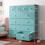 Dresser, Dresser for Bedroom with 12 Drawers, Tall Dresser with Wooden Top and Metal Frame, Fabric Bedroom Dressers & Chests of Drawers Clearance, 40.6" W x 11.8" D x 43.7" H, Aqua