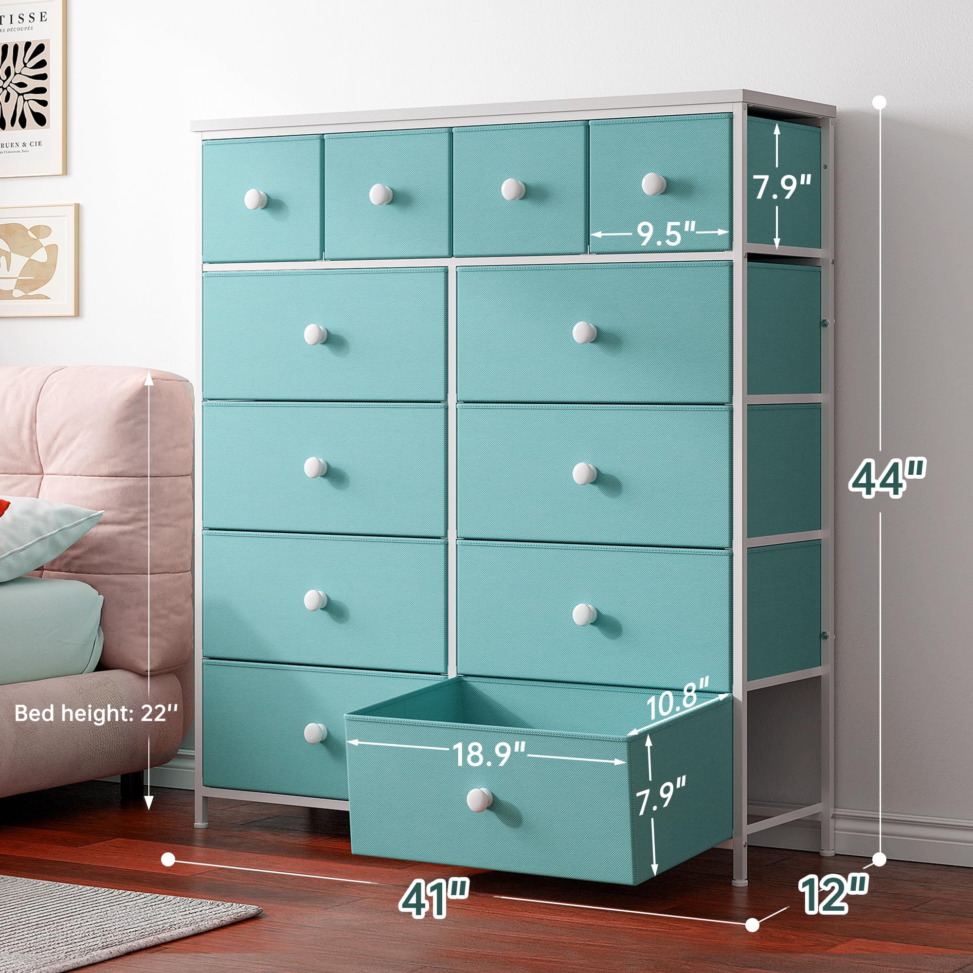 Dresser, Dresser for Bedroom with 12 Drawers