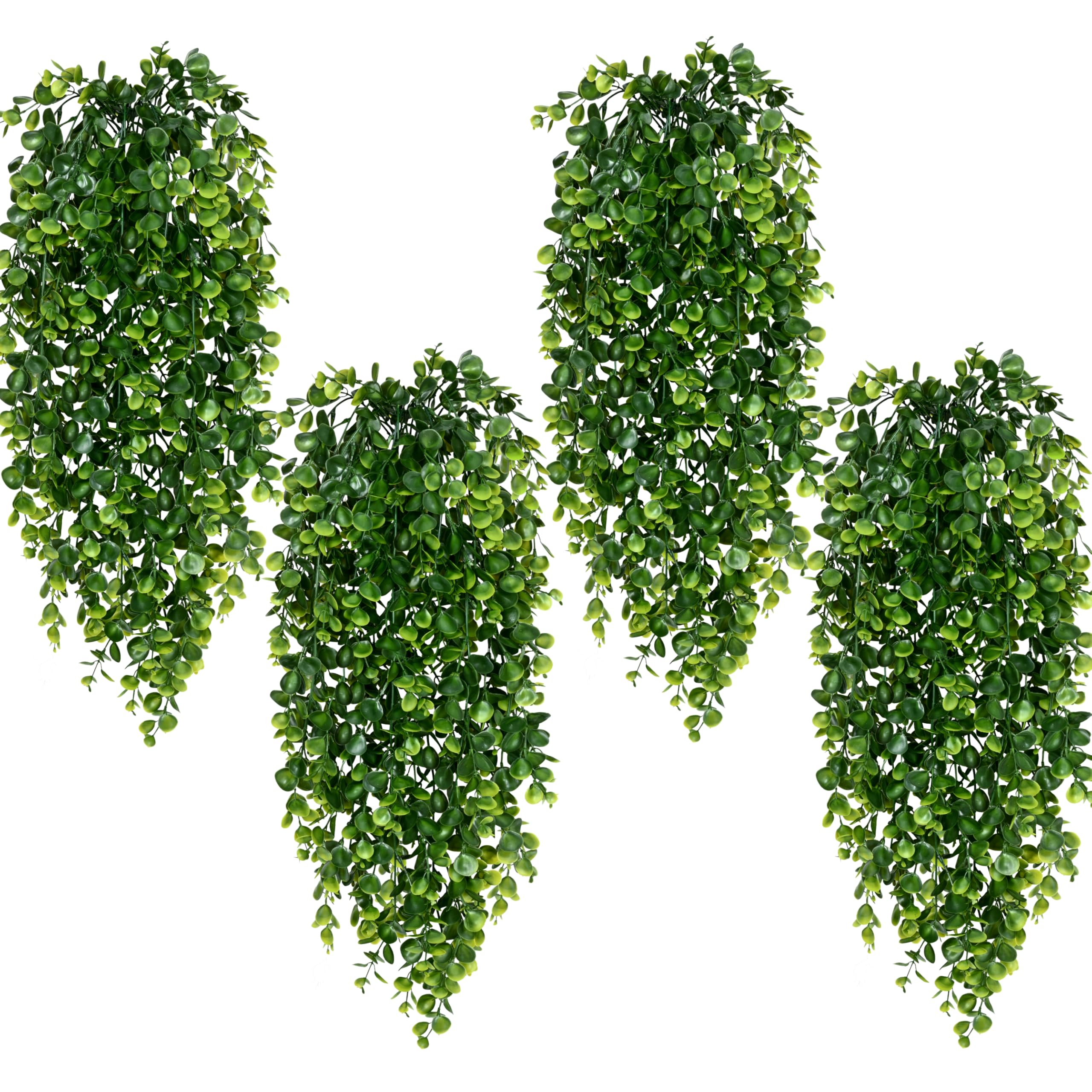 4Pcs Fake Hanging Plants 2.7ft Artificial Plants UV Resistant Plastic Hanging Plants